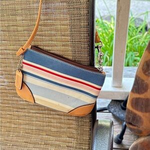 Coach striped wristlet or small pouch bag